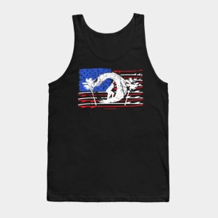 Surfing American Flag Surfboard Design Tank Top